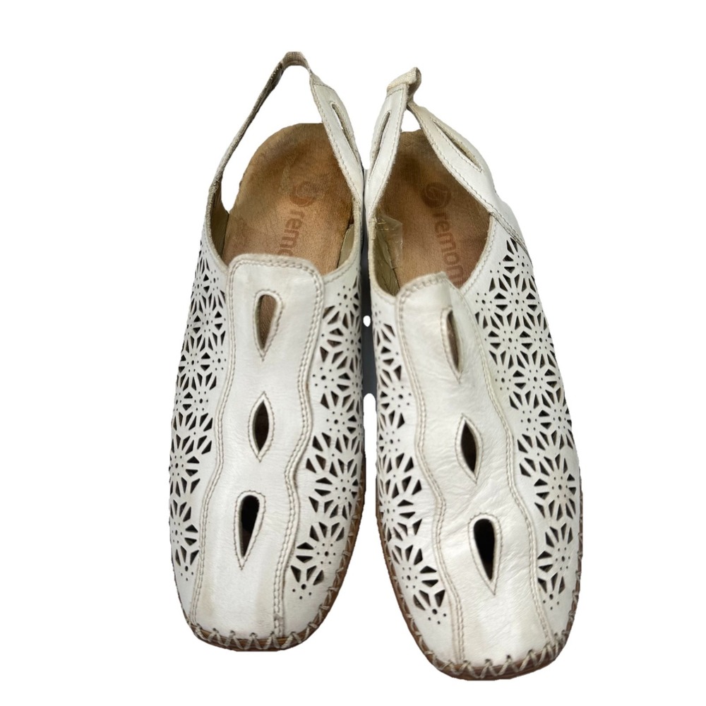 Remonte White Laser-Cut Slingback Sandals